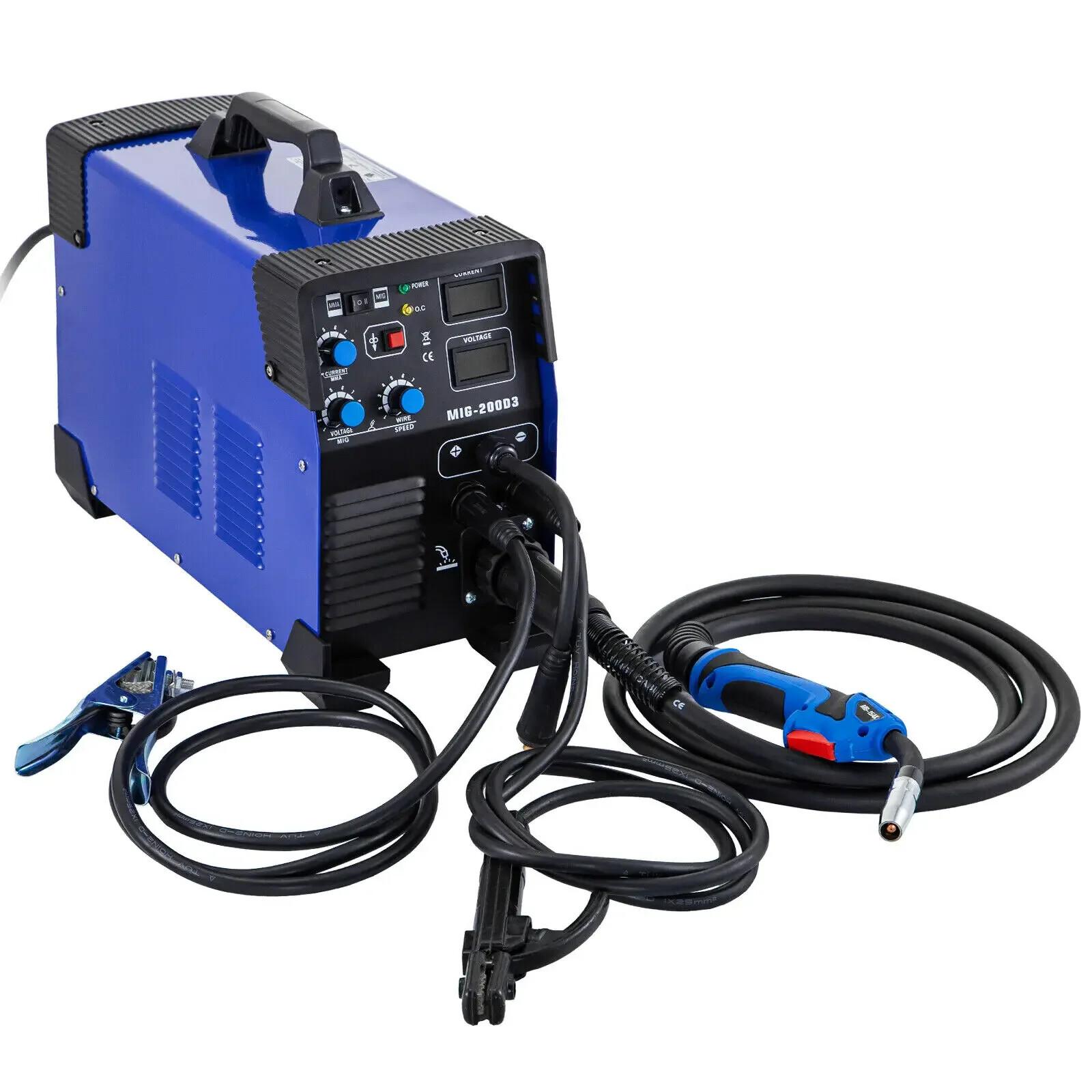 Saldatrice Tre-in-Uno MIG/MMA/ TIG-200 Saldatrice a Punti Manuale 200 Ampere blu