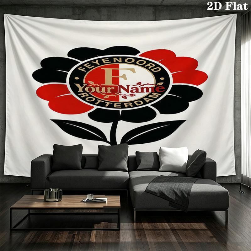 Feyenoord Custom Name Wall Tapestry Aesthetic Wall Hanging Printed Fabric Blanket Decorative Tapestries For Bedroom Living Room Home Decor