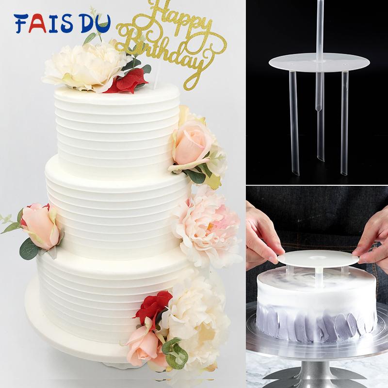 Multi-layer Cake Stand Reusable Cake Separator Plates and Plastic Cake Dowel Rods Set for Tiered Cake Construction and Stacking