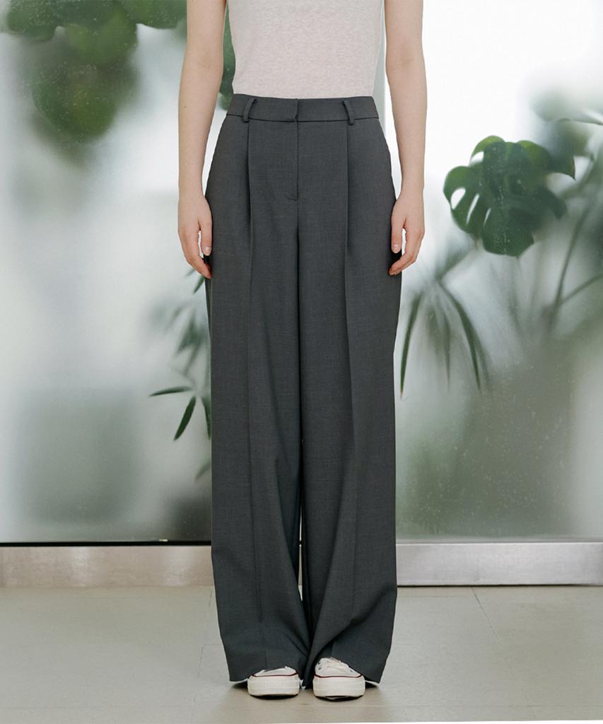 PINBLACK Single-Pleat Semi-Wide Pants Gray