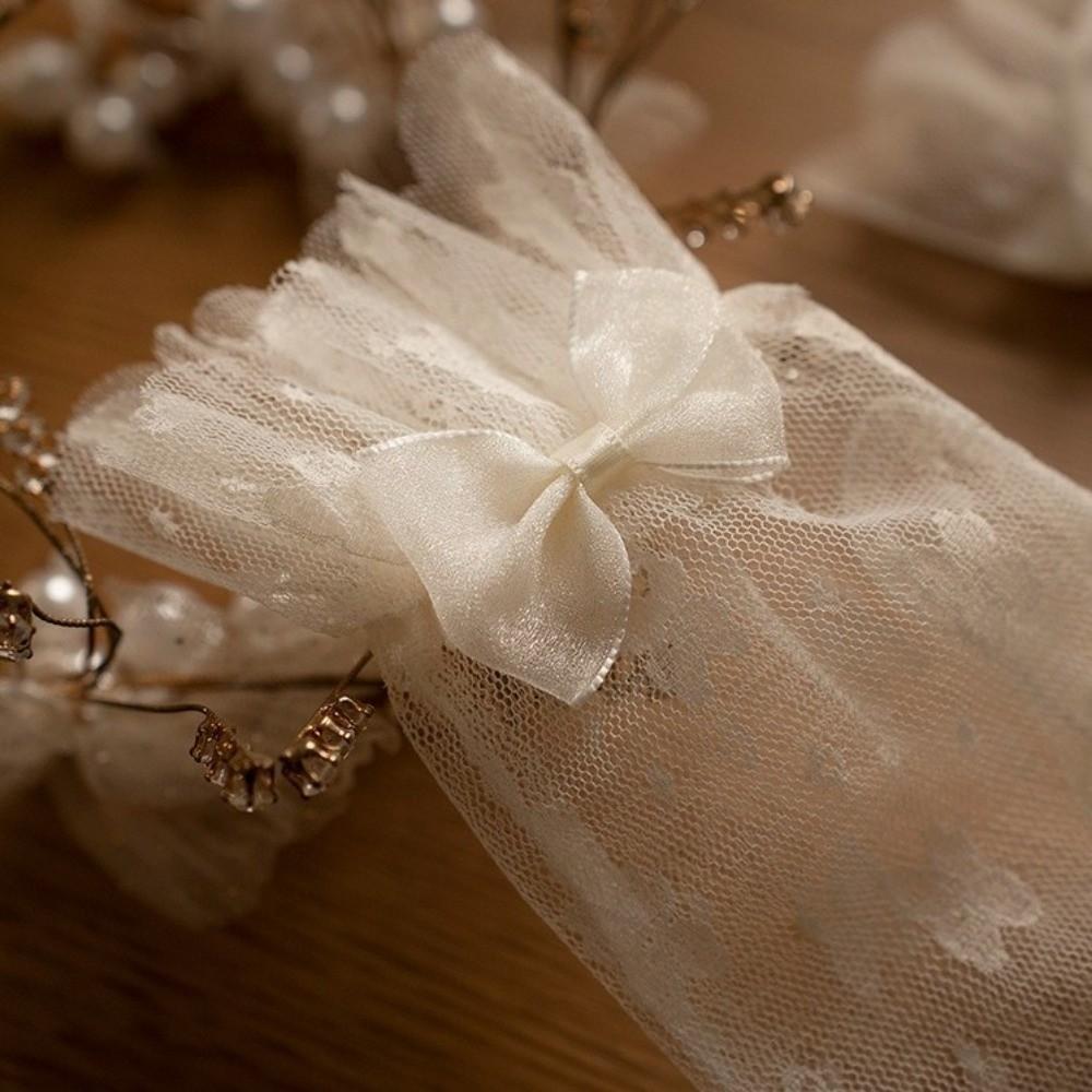 Soft Bridal Gloves Thin Mesh Short Lace Gloves Elegant Wedding Gloves  Bridesmaids