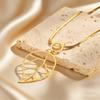 Unique Gold Color Hollow Leaf Pendant Necklace, Stainless Steel Blade Chain Necklace, Luxury Dainty Jewelry for Women Gift