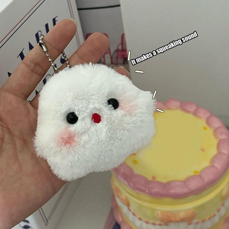 Lovely Little Ghost Doll Key Chains Comfortable Plush Stuffed Toy Squeak Ghost Woman'S Bag Ornament Keychain Accessories