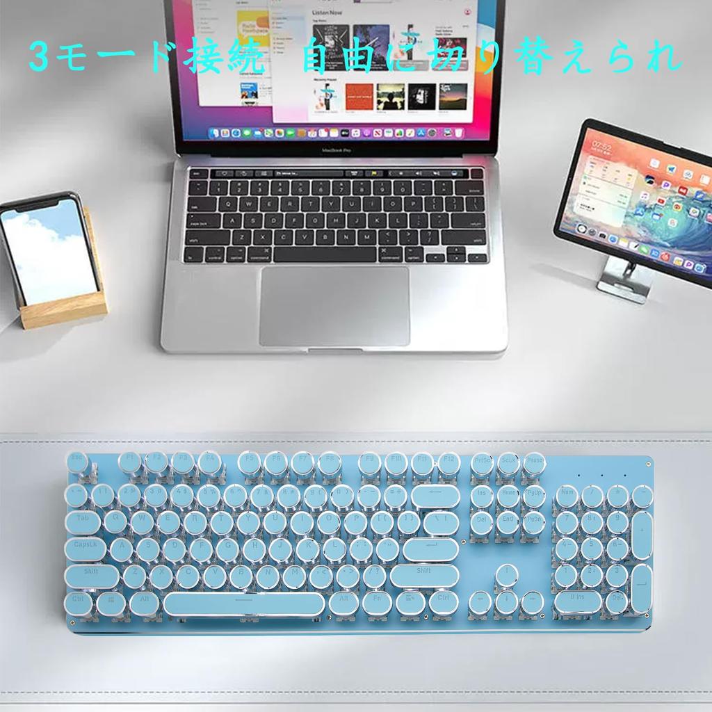 EWEADN Mechanical Gaming Full RGB LED English Compatible with for Office 104 Keys Sky Keyboard, Typewriter-Style Keyboard, Anti-Ghosting,