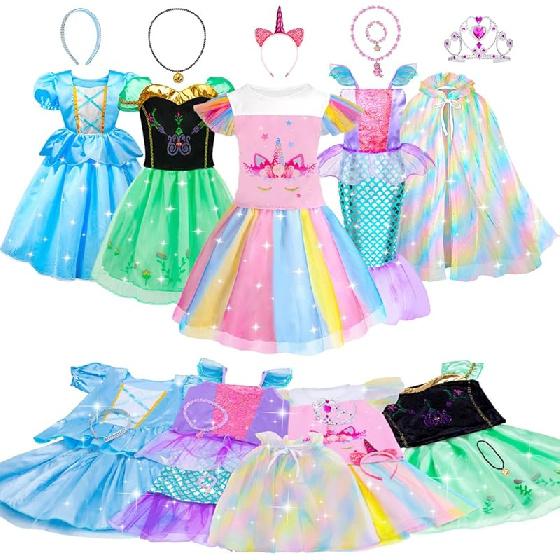 Meland Princess Dress Up - Dress Up Clothes for Girls with Toys,Christmas Birthday Gift for Toddler Girls 3,4,5,6,7,8 Years розовый
