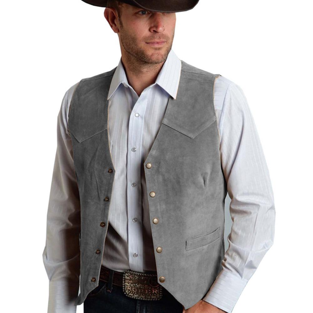 Brown Vest Men's Formal Business Suit Suede Waistcoat Groomsmen for Wedding New Cowboy