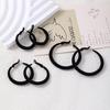 Artistic French Retro Plush Hoop Earrings - Two-Tone Black & Red, Autumn/Winter Accessories
