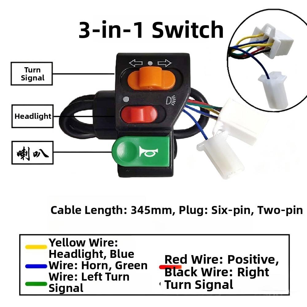 Multistyles Reverse Horn Dual Flashing Headlights  Electric Vehicle Switch Accessories
