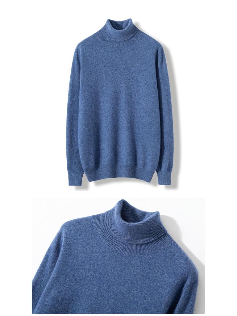 Men's Plus Size High Collar Cashmere Sweater - Thick Winter Knitwear