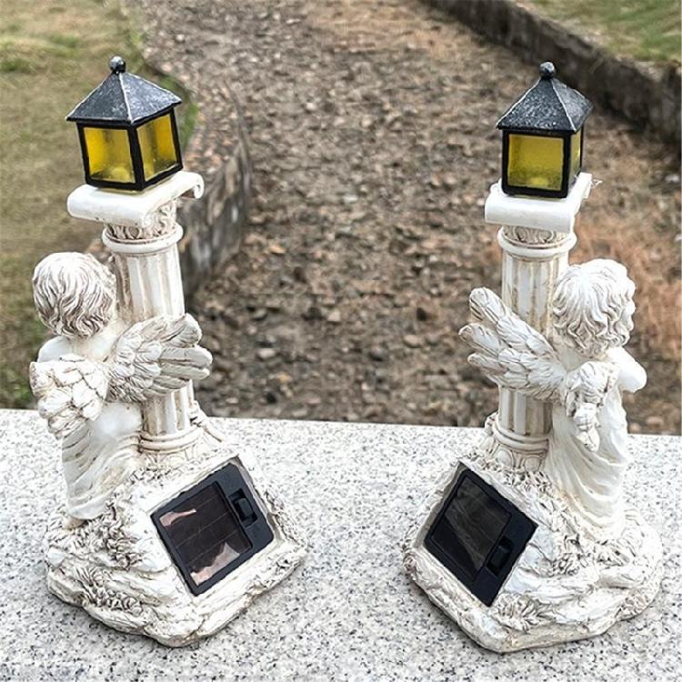 Outdoor Solar Lighting Statue Solar Lights Roman Colum Child Statue Solar Lamp