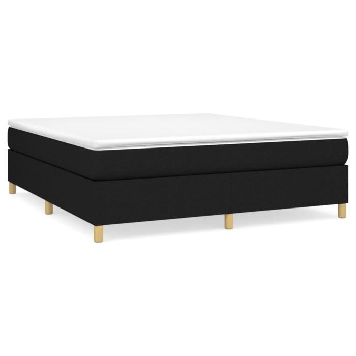 3144532 vidaXL Lit à sommier tapissier avec matelas Noir 160x200 cm Tissu