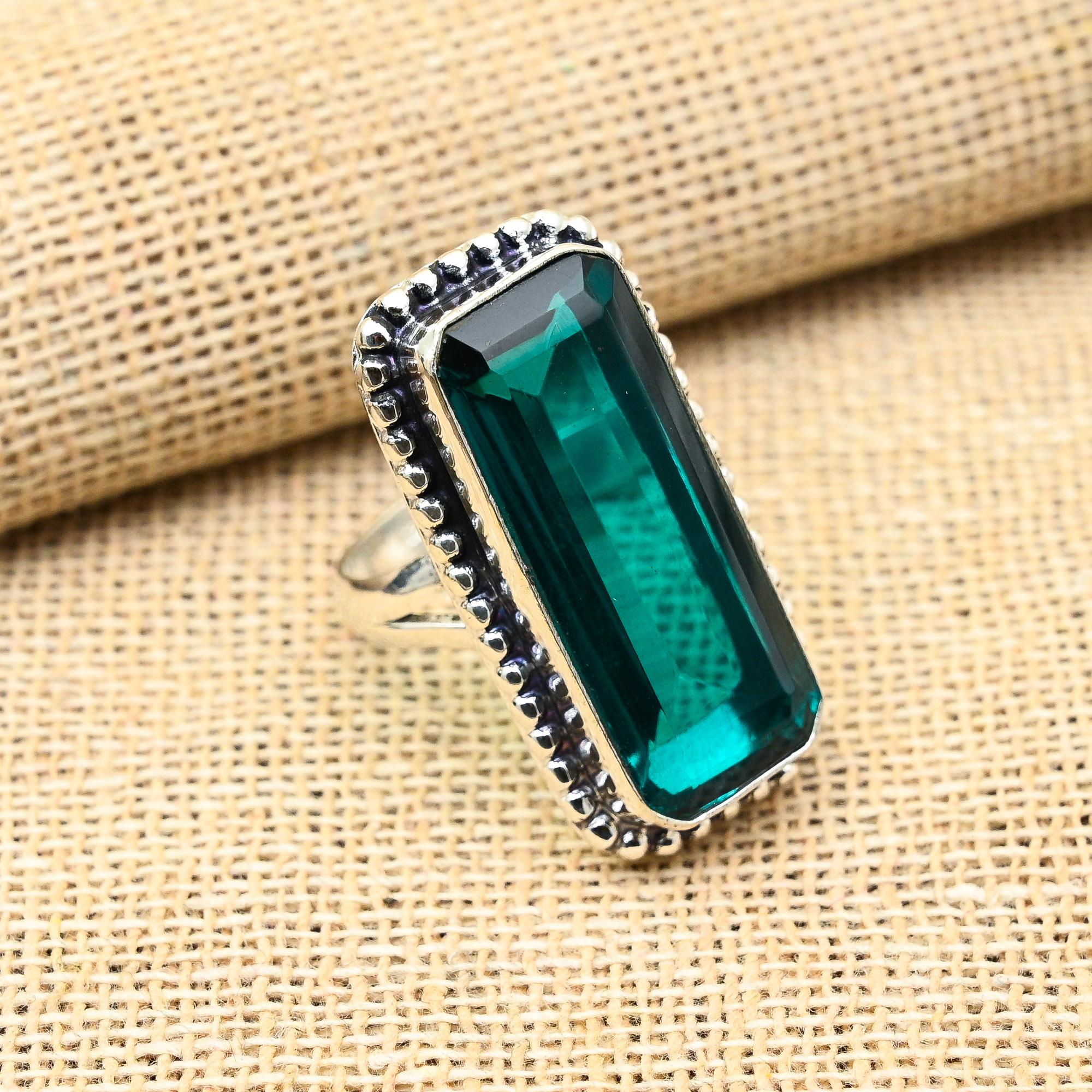 

Индиколит драгоценный камень ручной работы из стерлингового серебра 925 пробы красивые кольца ювелирные изделия для женщин 10.5 синий