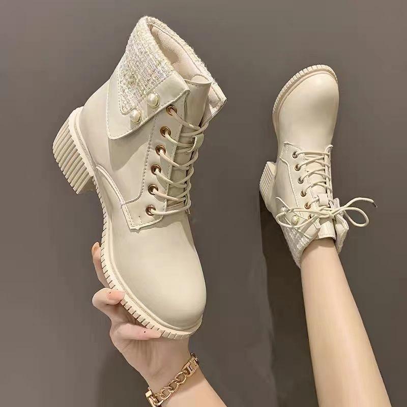 Xiaoxiangfeng short boots women's autumn and winter 2025 new Korean version high-heeled women's boots versatile Martin boots thick and single boots