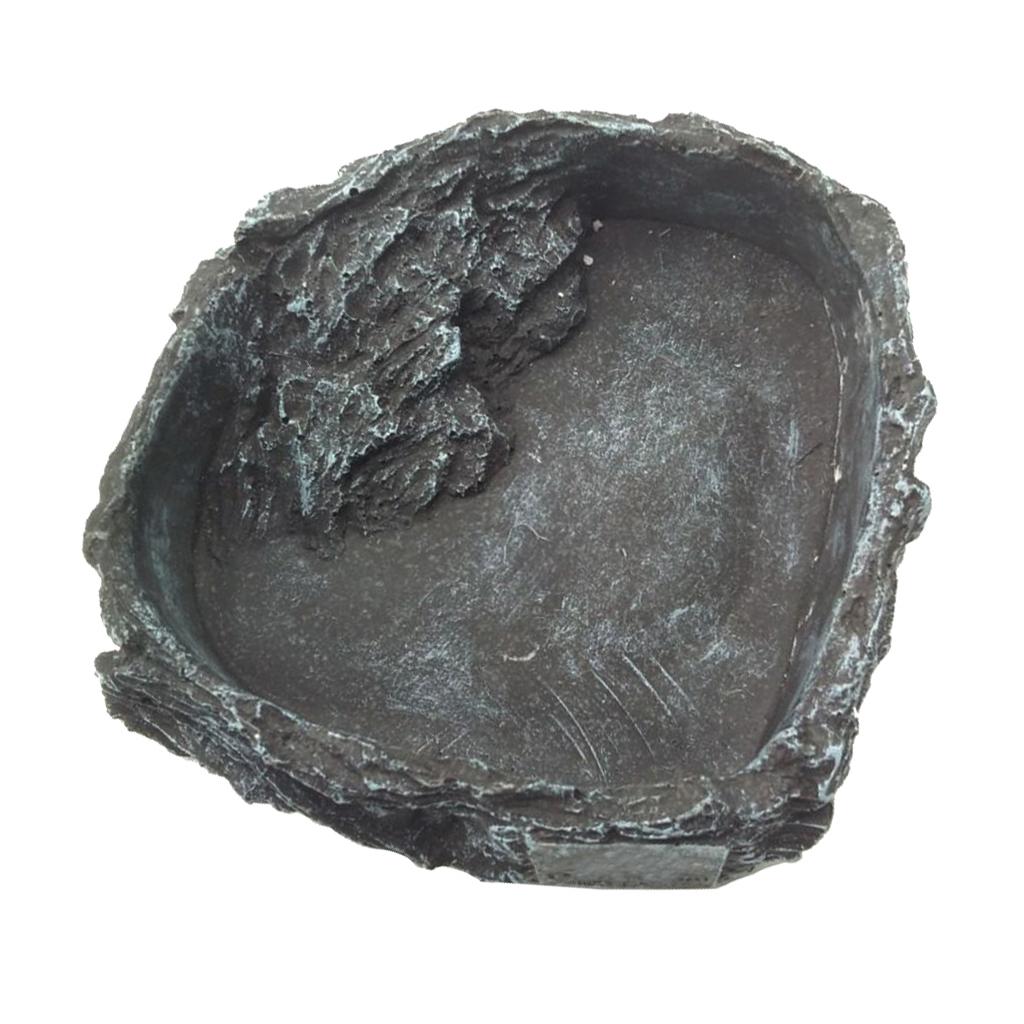 Mini Reptile Water and Food Dish Shallow Resin Bowl Corner Feeding Plate Animal Accessories for Tortoise Gecko
