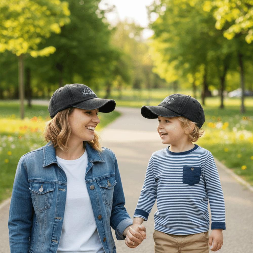 Fashion Washed Cotton MAMA MINI Embroidery Caps Adjustable Vintage Baseball Cap Breathable Sport Visors Cap