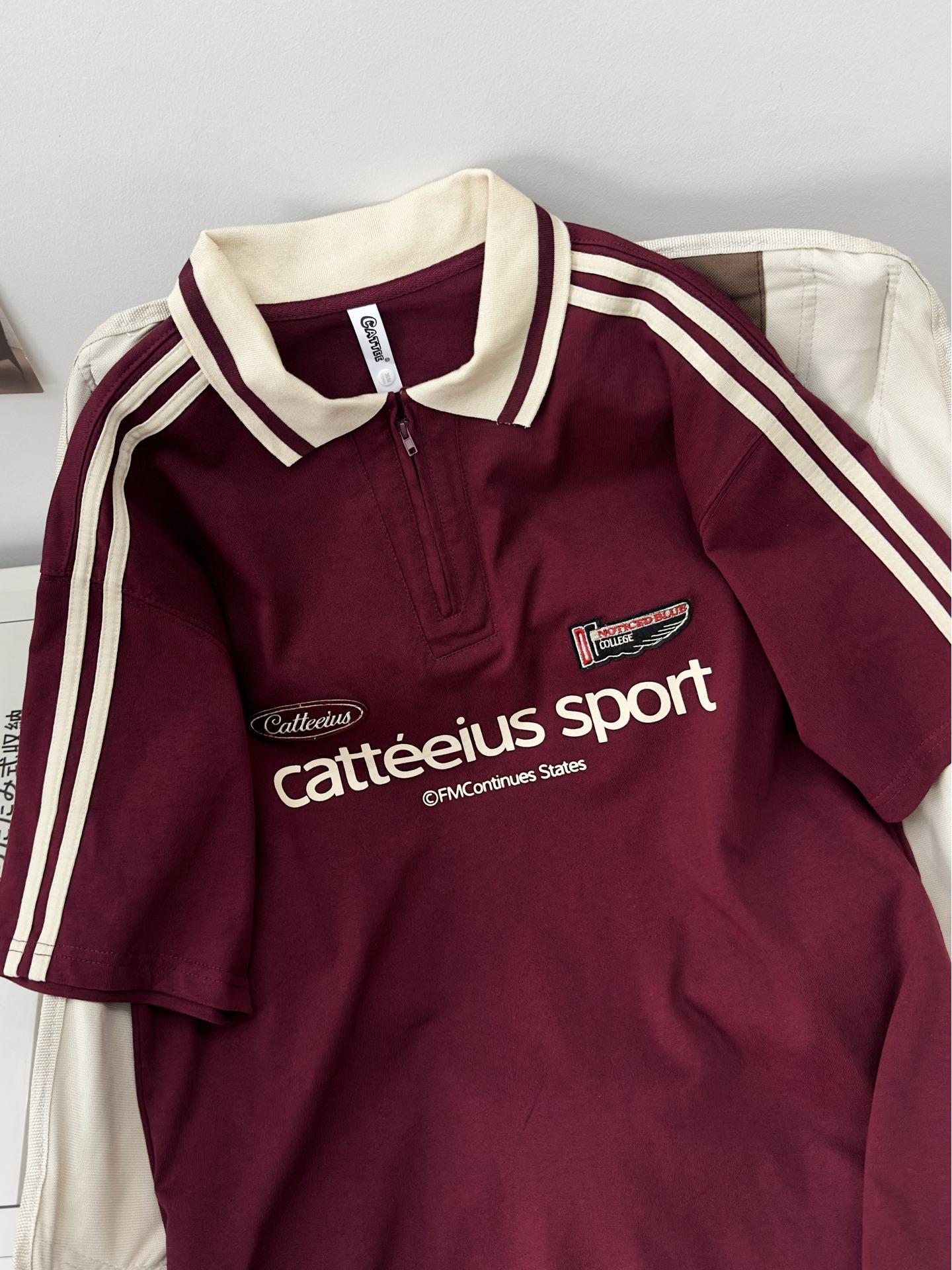 

Мужское летнее ретро гоночное поло - Короткий рукав, Полузастежка-молния, Лацкан, Дизайн со вставками L красный