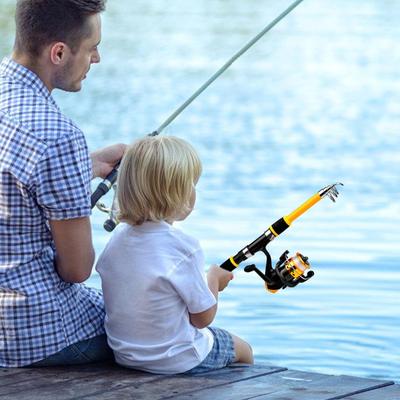 Kinderangelrute Teleskop-Angelrute und Rollenkombination Fischerausrüstung für Strand Inshore Kajak Camping Bootfahren Süßwasser