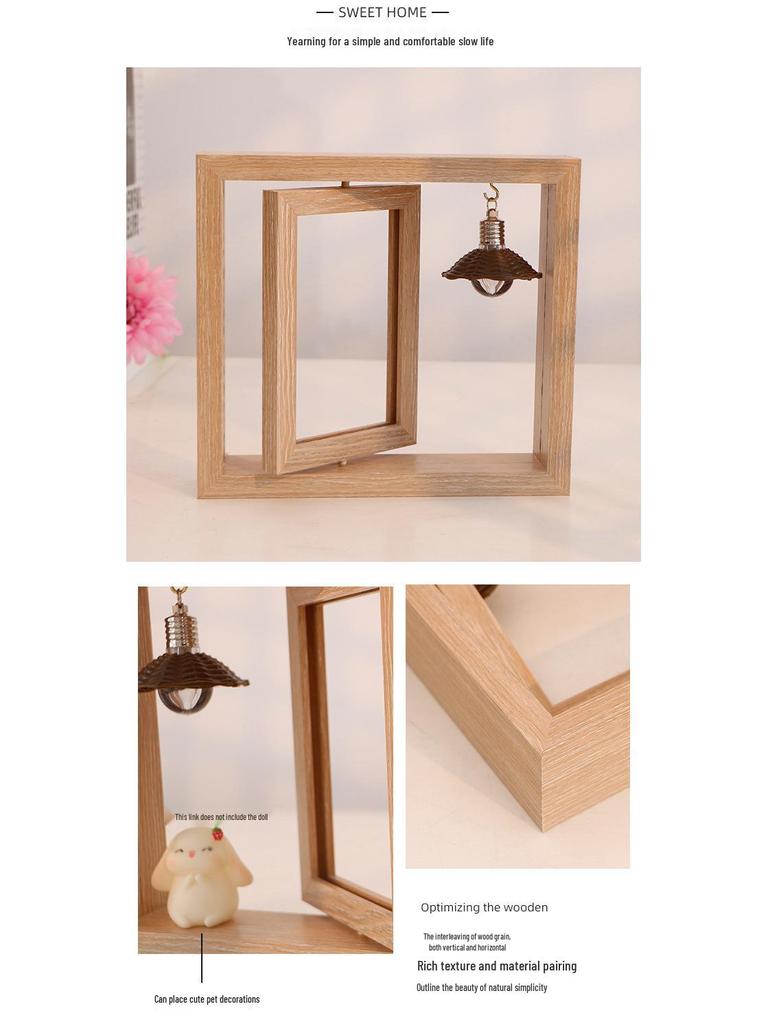 Modern Rotating Double-Sided Photo Frame: 6-inch/7-inch, Personalized Album, Couples Gift, Wooden Ornament