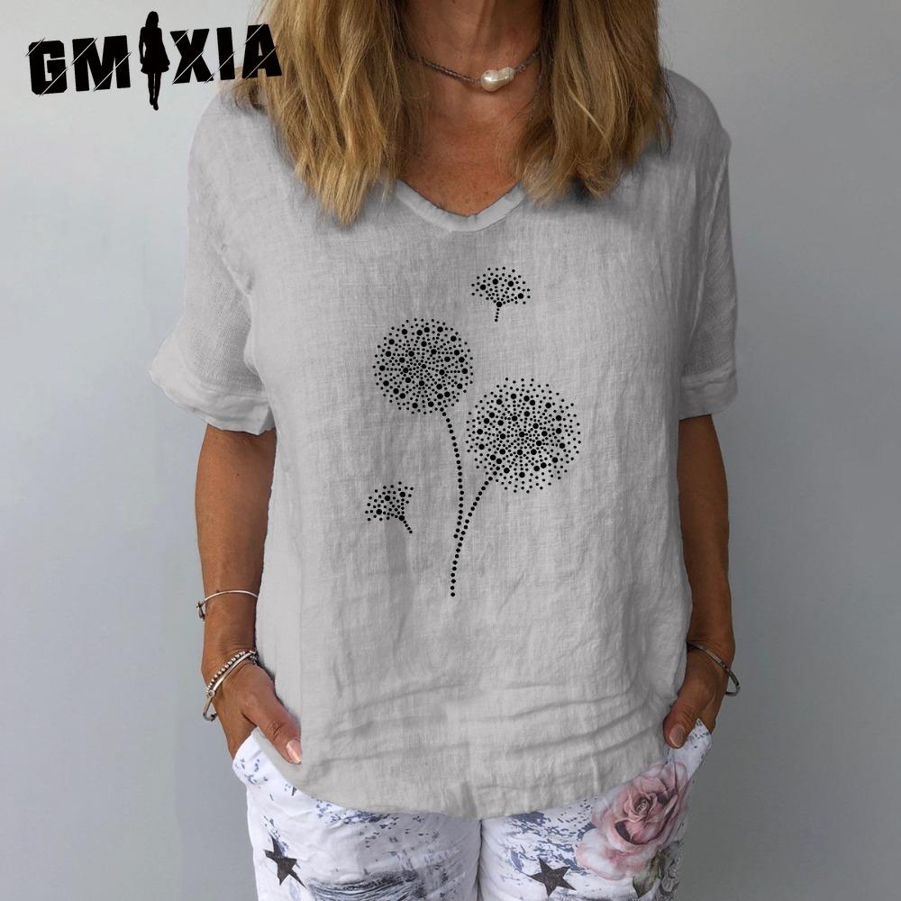 GMXIA Women's Fashion Casual Short Sleeve O Neck Blouses & Shirts