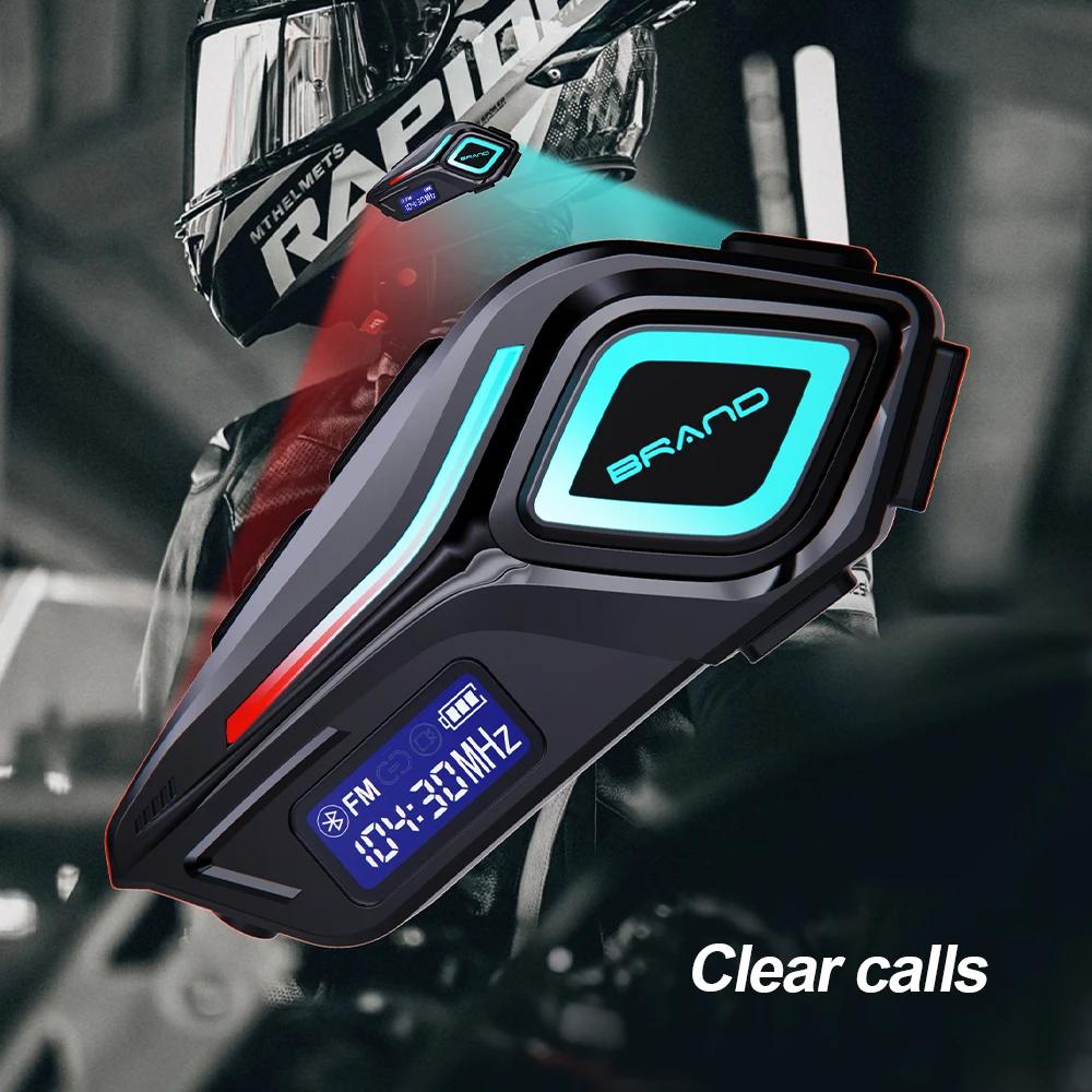 K08 Universal Motorcycle Helmet Headset Hands-Free Calling Bluetooth 5.4 IPX8 Waterproof FM Radio 2in1 Mic Wireless Earphone