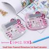 Crystal Cat Calculator: Heart-Shaped Diamond Buttons, Diamond Stickers, Solar Powered, Cartoon-Inlaid Design
