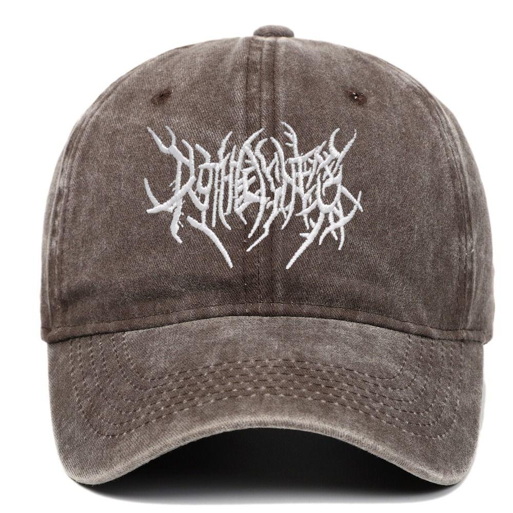 Freedom Outdoors Women's Black Visors Embroidery Baseball Caps Adjustable Hip-Hop Distressed Faded Cap Gothic Street Punk Washed Baseball Hats
