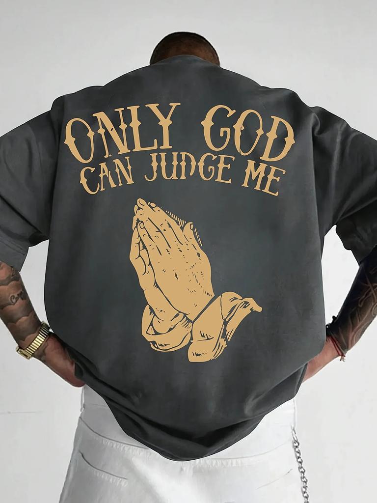 Summer Bestseller Only God Can Judge Me Pattern 100 Cotton Trendy Men Tshirt Daily Outdoor Sports Party Casual Shortsleeved