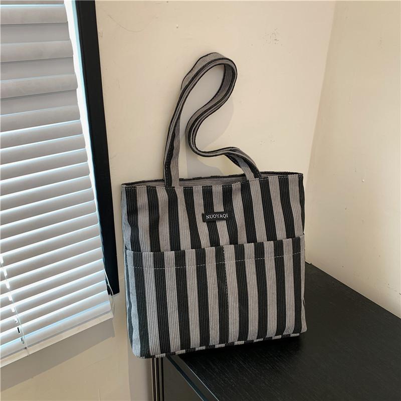 Corduroy bag, new women's bag, fashionable stripe, versatile shoulder bag, bag, one piece
