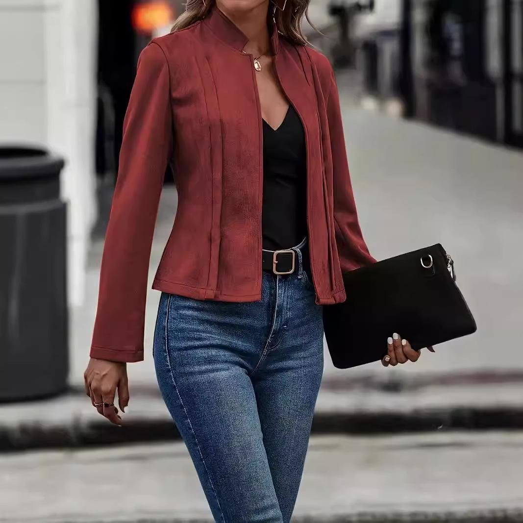 

YYFS Женская мода Повседневная Осень Зима Однотонный Принт Длинный Рукав Стоячий Воротник Блузки и Рубашки L