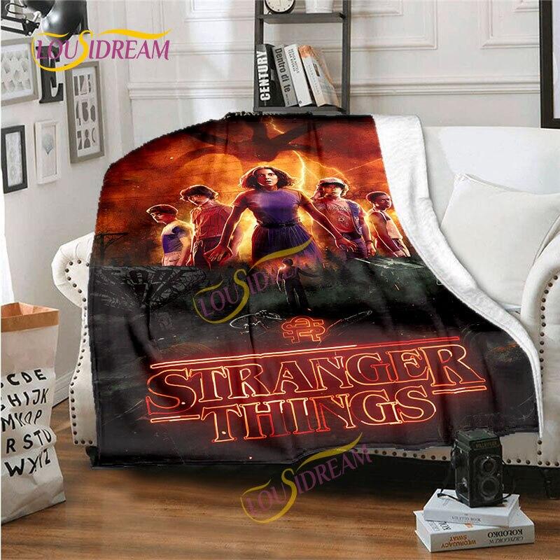 Stranger Things Flannel Blanket  Warm Comfort  Blanket Home Office Noon Break Blanket Travel Bed Sofa Washable Blanket.