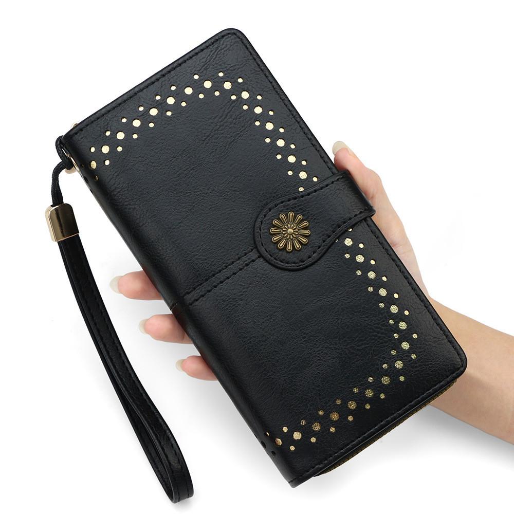 Minimalist Pu Leather Long Wallet With Zipper For Daily Use And Card Storage