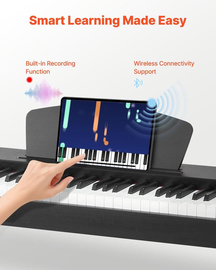 Weighted Digital Piano, 88 Keys Fully Weighted, Electric Piano Dual Keyboard & Speakers, with Sustain Pedal, Recording Function, 238 Tones, Wireless