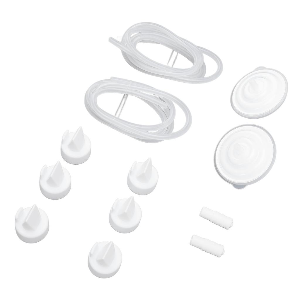 Příslušenství k odsávačce mateřského mléka Ochrana proti zpětnému toku Silikonové hadičky Konektory Bílé ventilky s kachním zobáčkem pro prsa