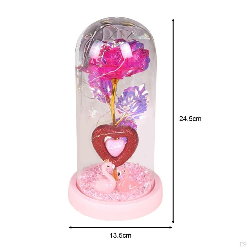 Glas-Rosen-Blumen-Geschenk, Valentinstag-Dekoration, für immer Nachttischlampe, ewig bedeckt