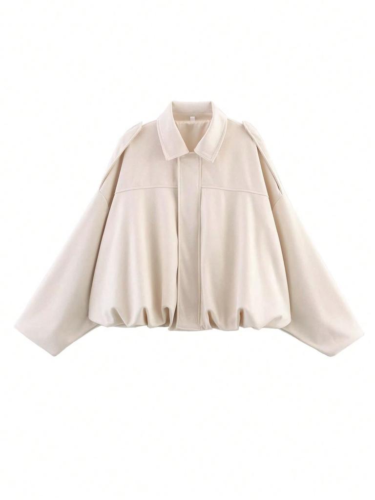 Spring New Arrival Casual Versatile Women's Velvet-Like Texture Stand-Collar Flight Jacket Coat
