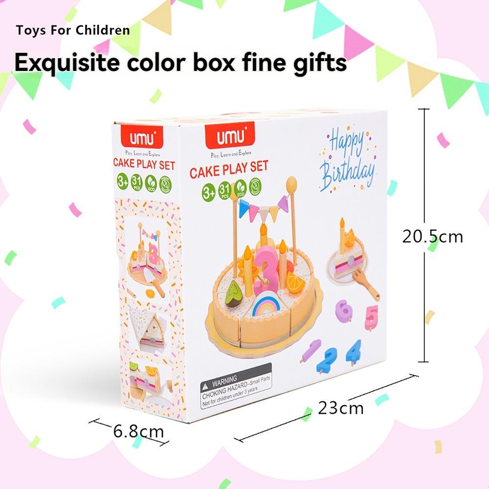 Children's Simulation Wooden Birthday Cake Toys Pretend Play Cutting Food Game Children Role Play Toy Gifts for Boy Girl