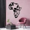 Black Africa Map Metal Wall Art, Wildlife Silhouette Sculpture with Rotating Hook, Unique Home Decor & Gift