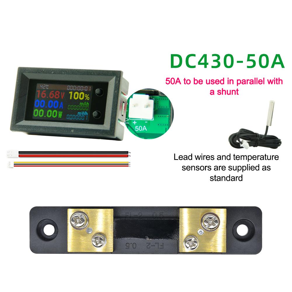 DC4~30V 10A/50A/100A Digital Voltmeter Ammeter 8in1 Multifunction Tester Power Energy Frequency Capacity Temperature Meter