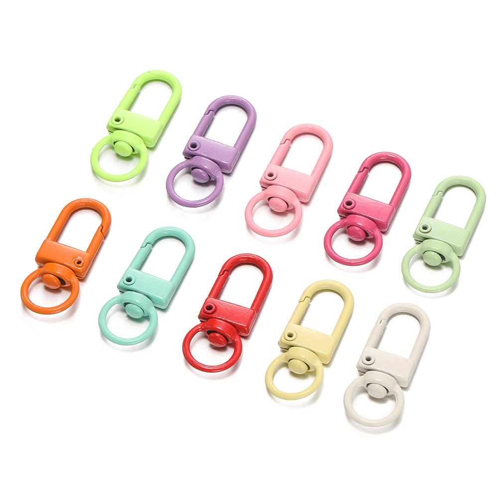 50Pcs/Lot Colorful Mixed Color Alloy Snap Lobster Clasp Hooks Keychain Findings for DIY Keychain Necklace Bracelet Accessories