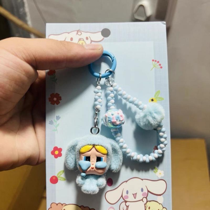 Kawaii Cartoon Doll Keychain Cute  Beaded Keychain Bag Decoration Accessories Universal Mobile Phone Pendant Gifts