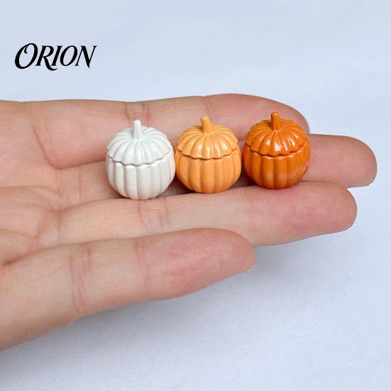 Seasonal Autumn Decor Items 1:12 Miniature Pumpkin Shaped Casserole Pot Model, Metal Bowl Figurine Still Life Photography Props with Lid, Mini
