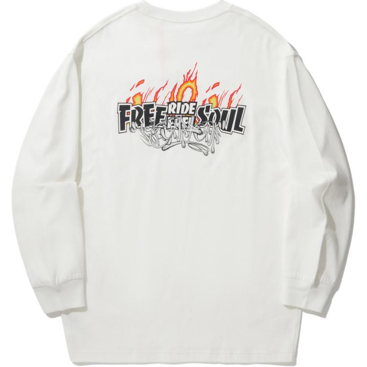 Li Ning Skateboard Series Loose Fit Round Neck Printed Sweatshirt Unisex Sweatshirt Off-White AHSU943-2