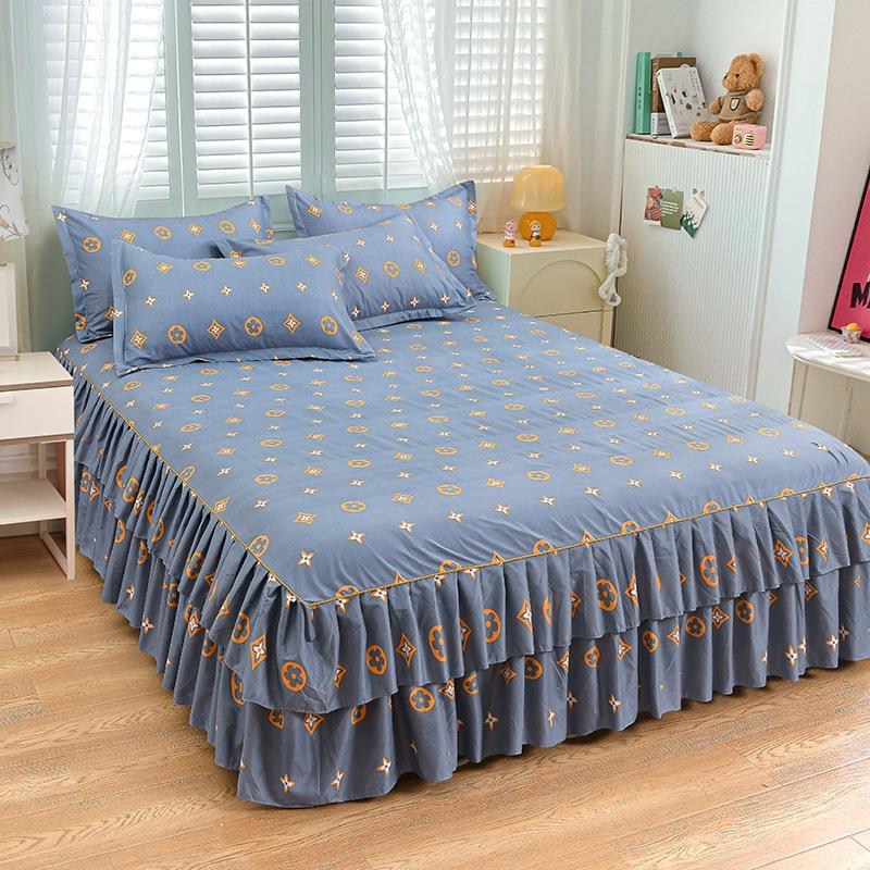 Dormitor de uz casnic Fustă de șlefuit dintr-o singură bucată Cuvertură de pat de culoare solidă, prietenoasă cu pielea, așternut pentru dormitor, pentru dormitor