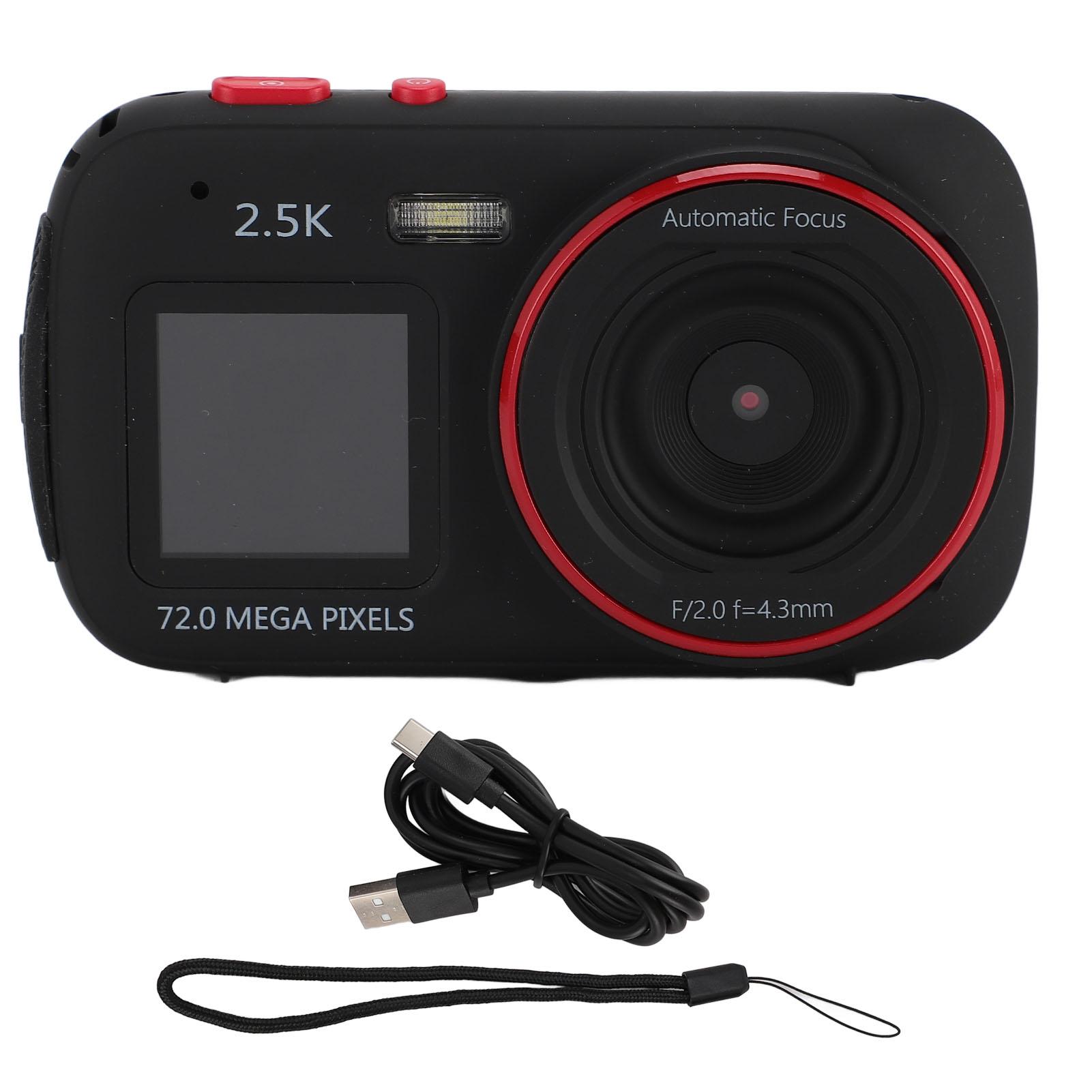 

Double Screen Selfie Camera 2.5K 72MP Autofocus MP3 Music Playback 16X Zoom Built in Fill Light