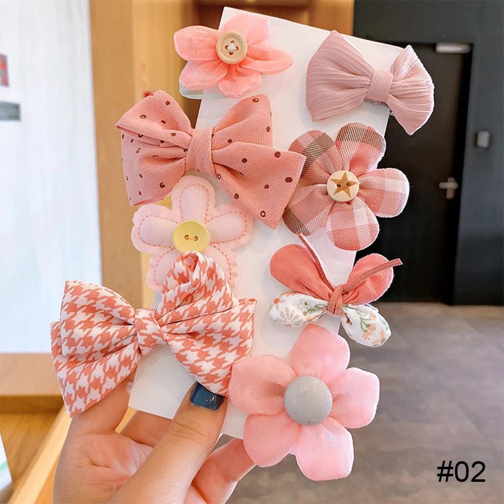 8Pcs/Set Sweet Big Bow Flower Elastic Hairbands Children Girls Hair Ties Fashion Headbands Hair Accessories Rubber Band For Kid