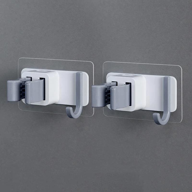 1/2/3Pcs Abs Wall Mounted Mop Storage Rack No Nail Holder Waterproof Household Organizer For Bathroom Kitchen