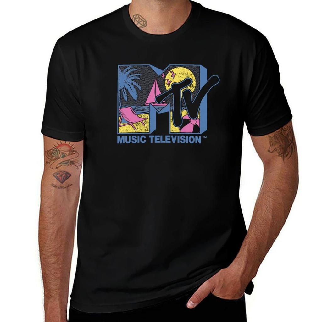 Mtv Tropical Beach Neon Fill Logo Tshirt Unisex T Shirt Cotton 100 Anime T Shirts For Unisex Tshirt