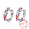 Fashion Jewelry 925 Sterling Silver Colorful Crystal Stud Earrings For Women Romantic Earring Brincos Pendientes
