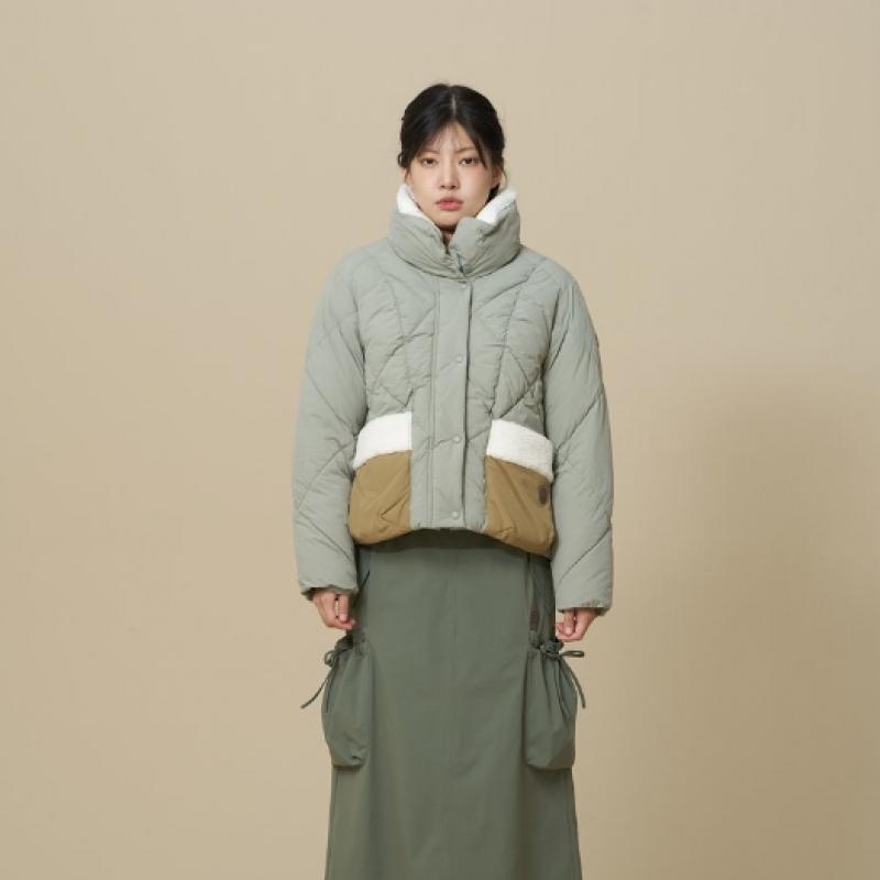 Teddy Diamond Quilting Puffer  Olive 