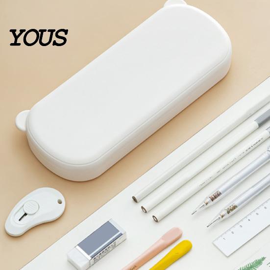 Pencil Case Large Capacity with Compartments, Macaron Color Plastic Stationery Storage Desk Container Box, Portable Student Pen Bag for School